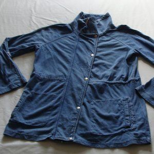 TOMMY HILFIGER Blue Long Sleeve Full ZIP & Snap "ATHLUXE" Jacket Sz Medium